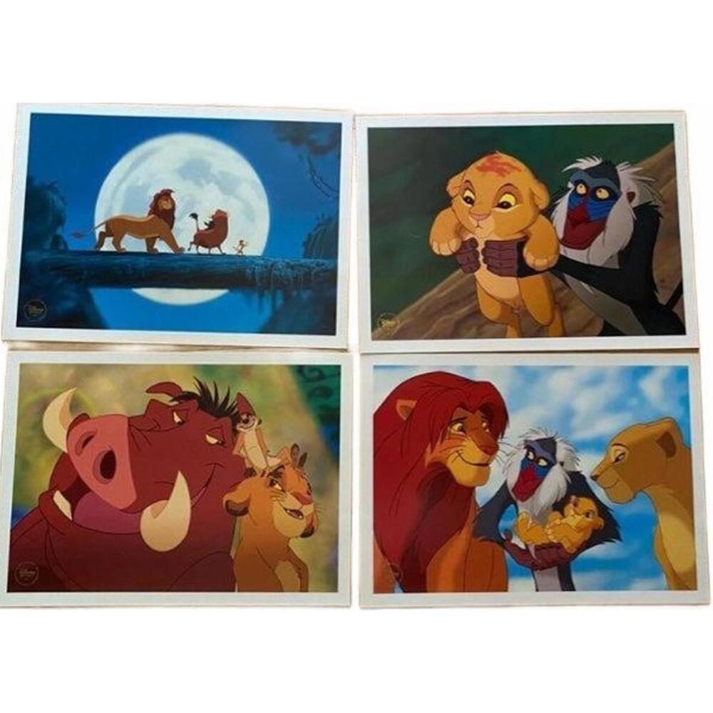 Set of 4 Authentic Disney The Lion King Diamond Edition Lithographs
